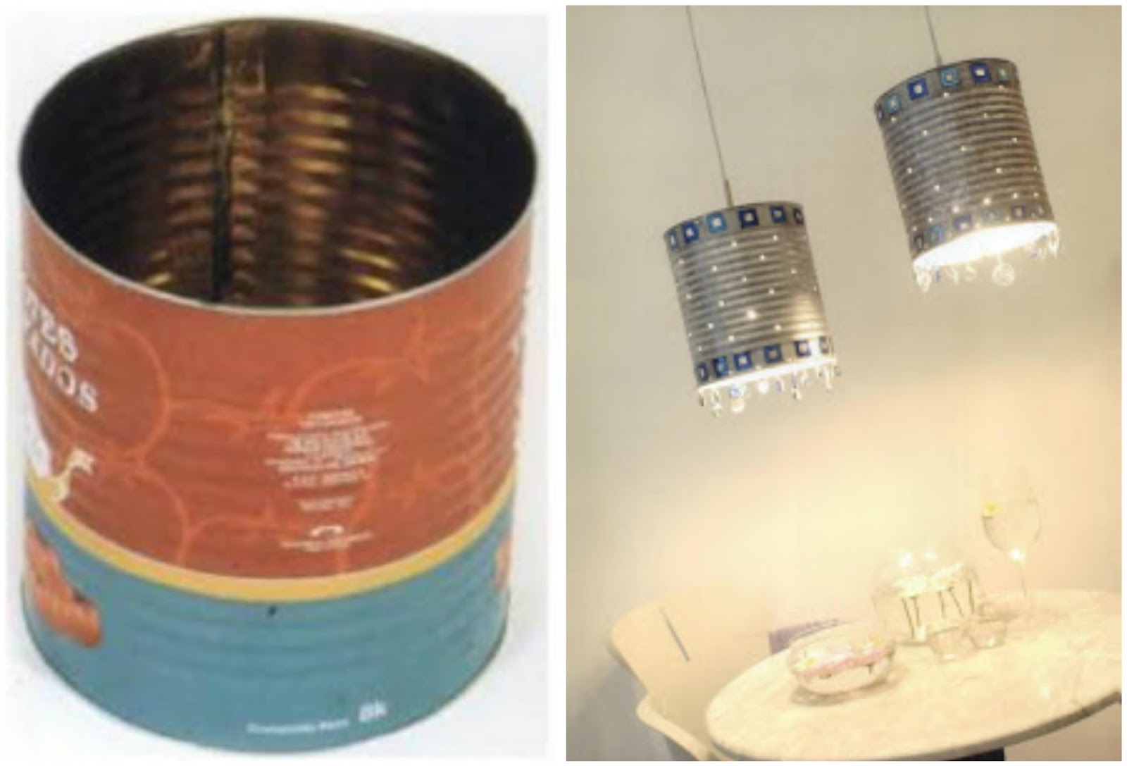 Reciclaje: Haz una lámparas modernas con latas de tomate ~ lodijoella