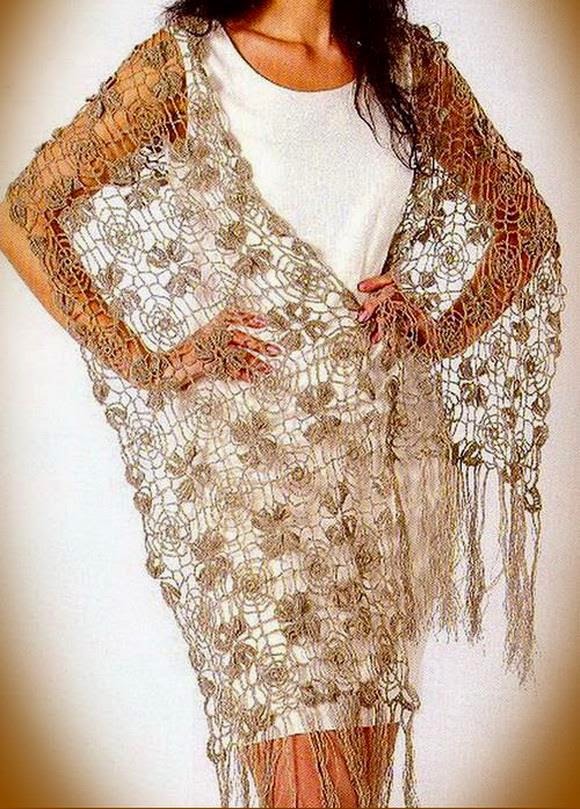 Crochet Lace Shawl Wrap - Gorgeous fine Lace - free pattern