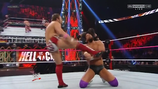Daniel Bryan Kicks the chest of Damien Sandow