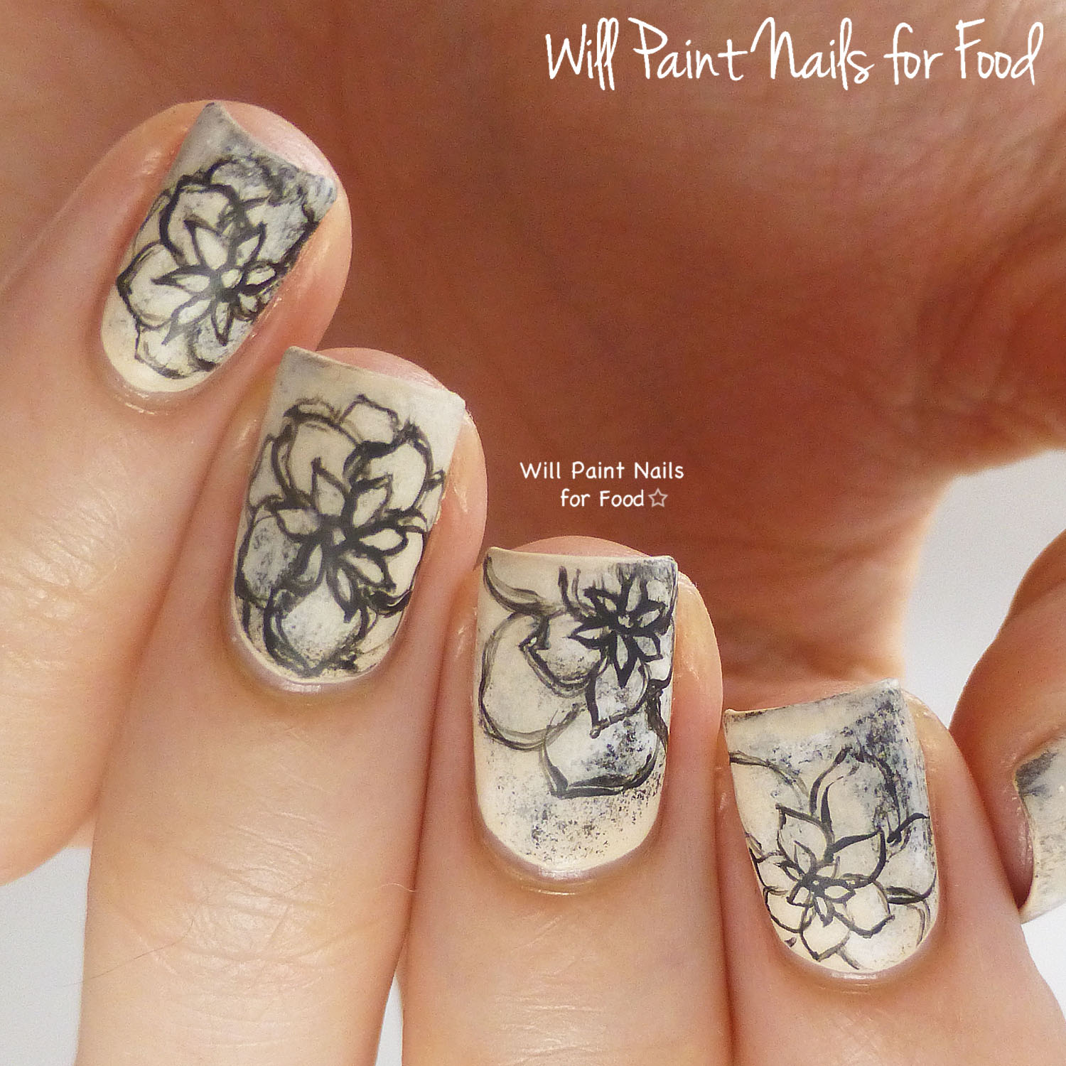 Freehand graphite flowers