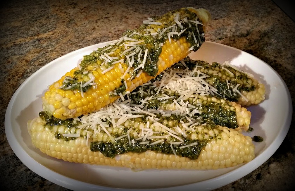red or green? Corn On The Cob With BasilJalapeno Pesto