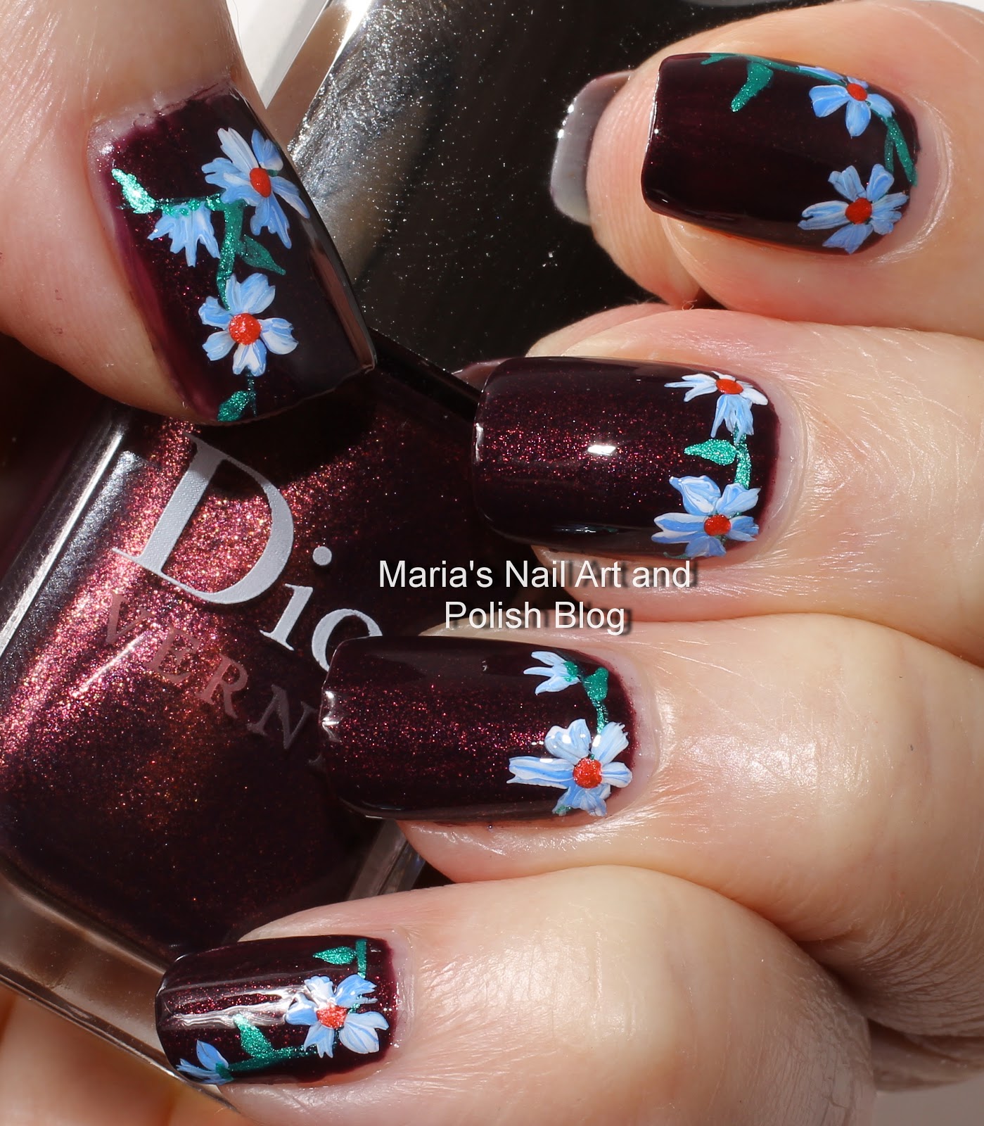 Marias Nail Art and Polish Blog Licorice flowers nail art