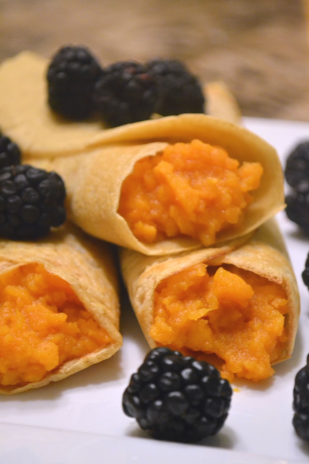 Honey Kissed Kitchen: Sweet Potato Crepes w/ Blackberries