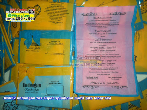 undangan tas super spunbond motif pita lebar sisi murah