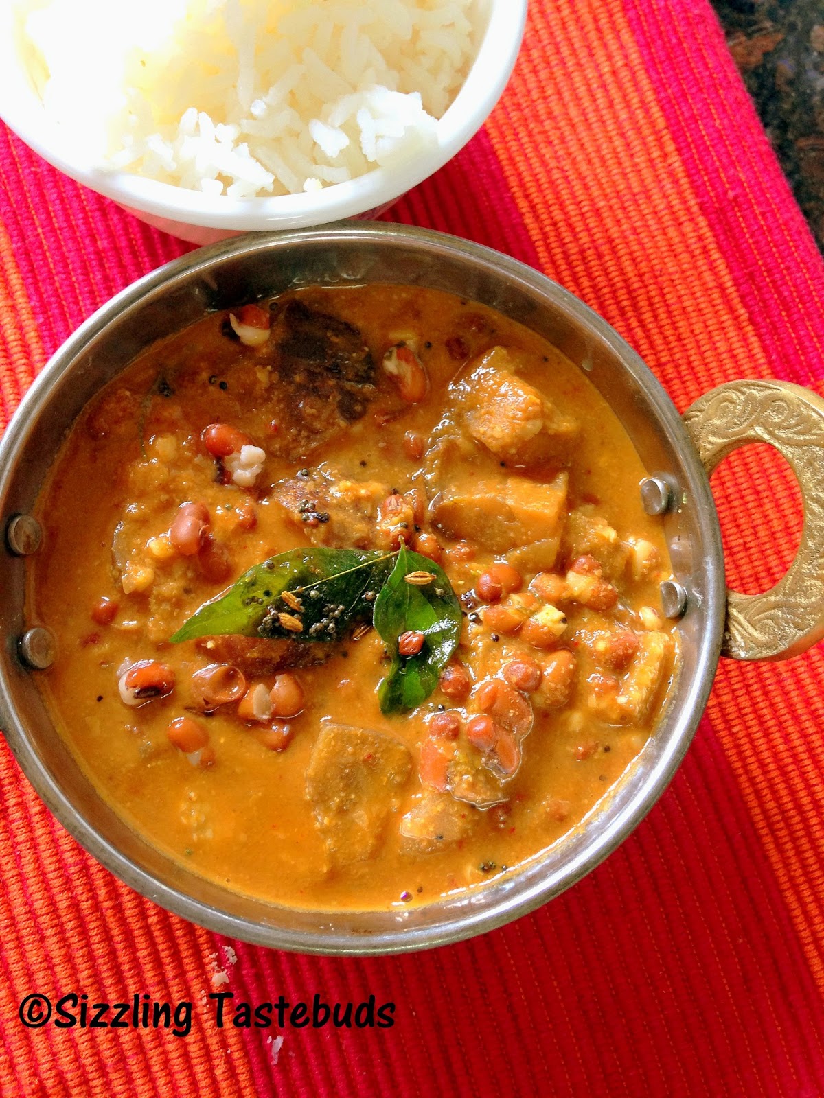 Sizzling Tastebuds Kathrikkai Karamani Kootu Version 2 Brinjal