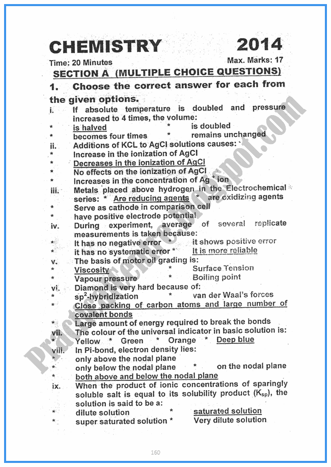 chemistry-2014-Five-year-paper-class-xi