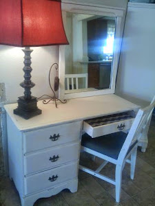 Pretty white vanity desk and chair $sold