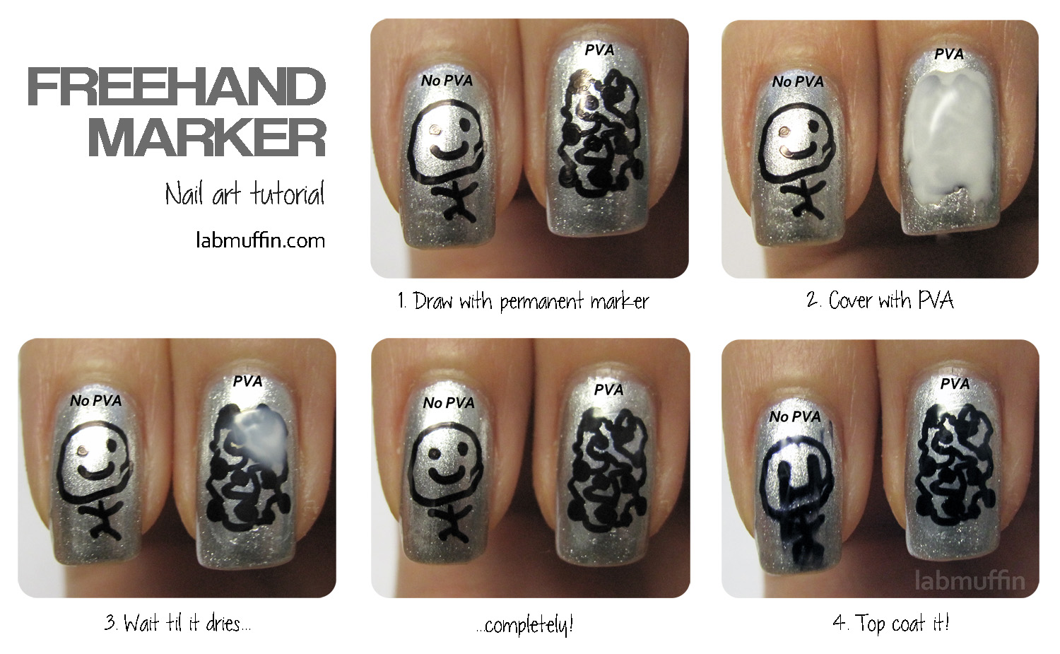 Permanent Marker Nail Art Tutorial (aka I'm Nail MacGyver!) Lab Muffin