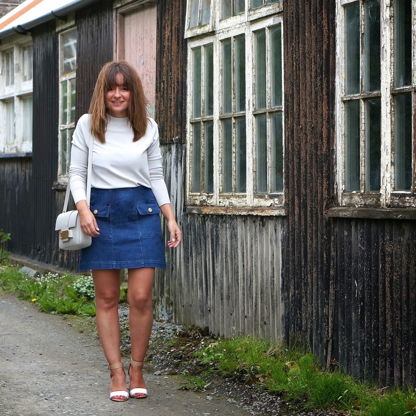 warehouse a line denim skirt