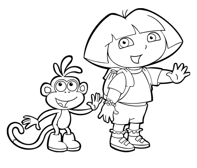 Dora And Boots Coloring Drawing Free wallpaper