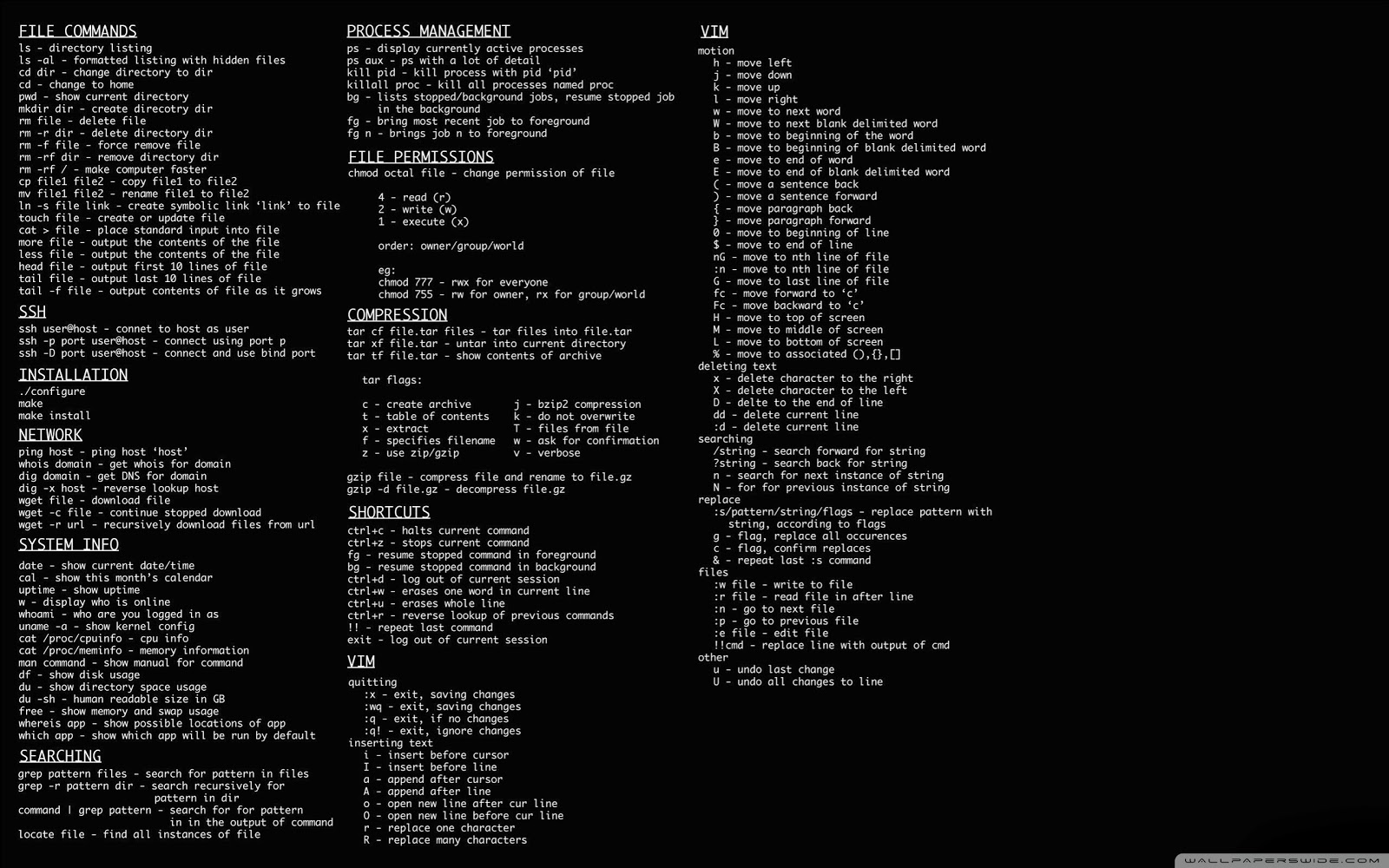 Unix linux commands cheat sheet