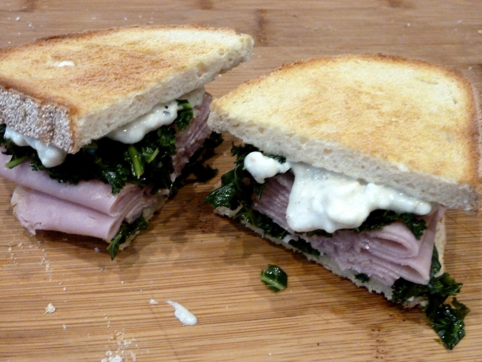 Cracked Pepper Smoked Turkey, Kale and Blue Cheese Sandwiches