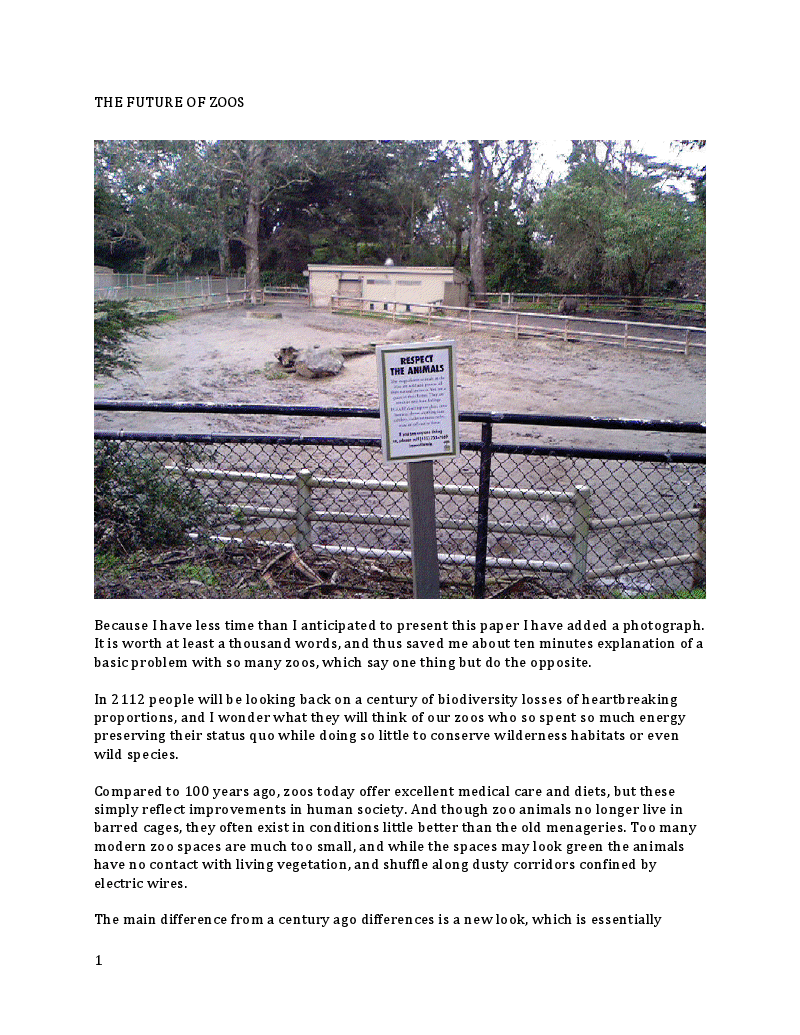 Zoo News Digest THE FUTURE OF ZOOS