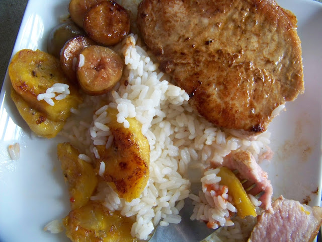 Pork with rice and Plantain and figs