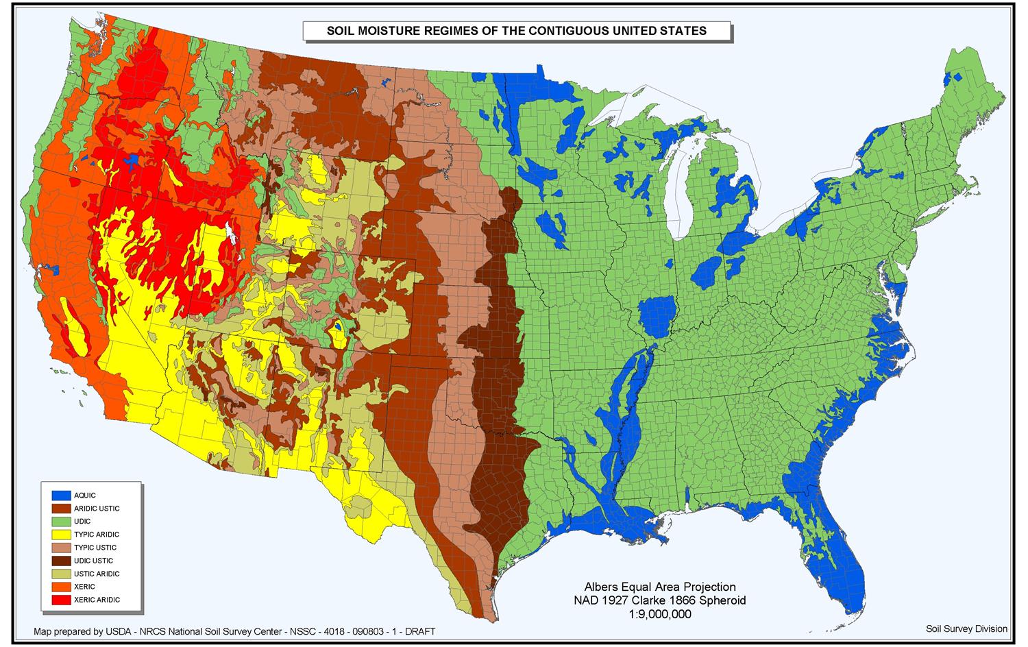 connected with a geographic area this map shows the soil moisture regimes of the us the country is color coded into areas that share the same soil connected with a geographic area this map shows the soil moisture regimes of the us the country is color coded into areas that share the same soil