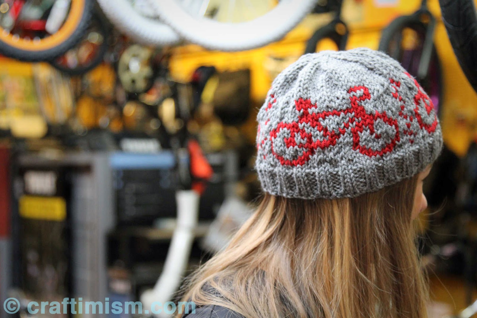 Craftimism Bicycle Patterned Knit Hat