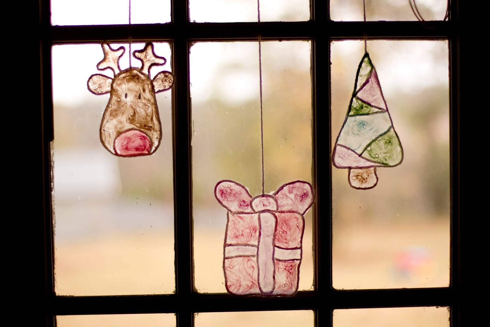 Crafting with 2 Blues and a Pink Christmas Stained Glass Window art