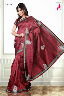 Bhagalpuri Silk patch butta  work sari-53 