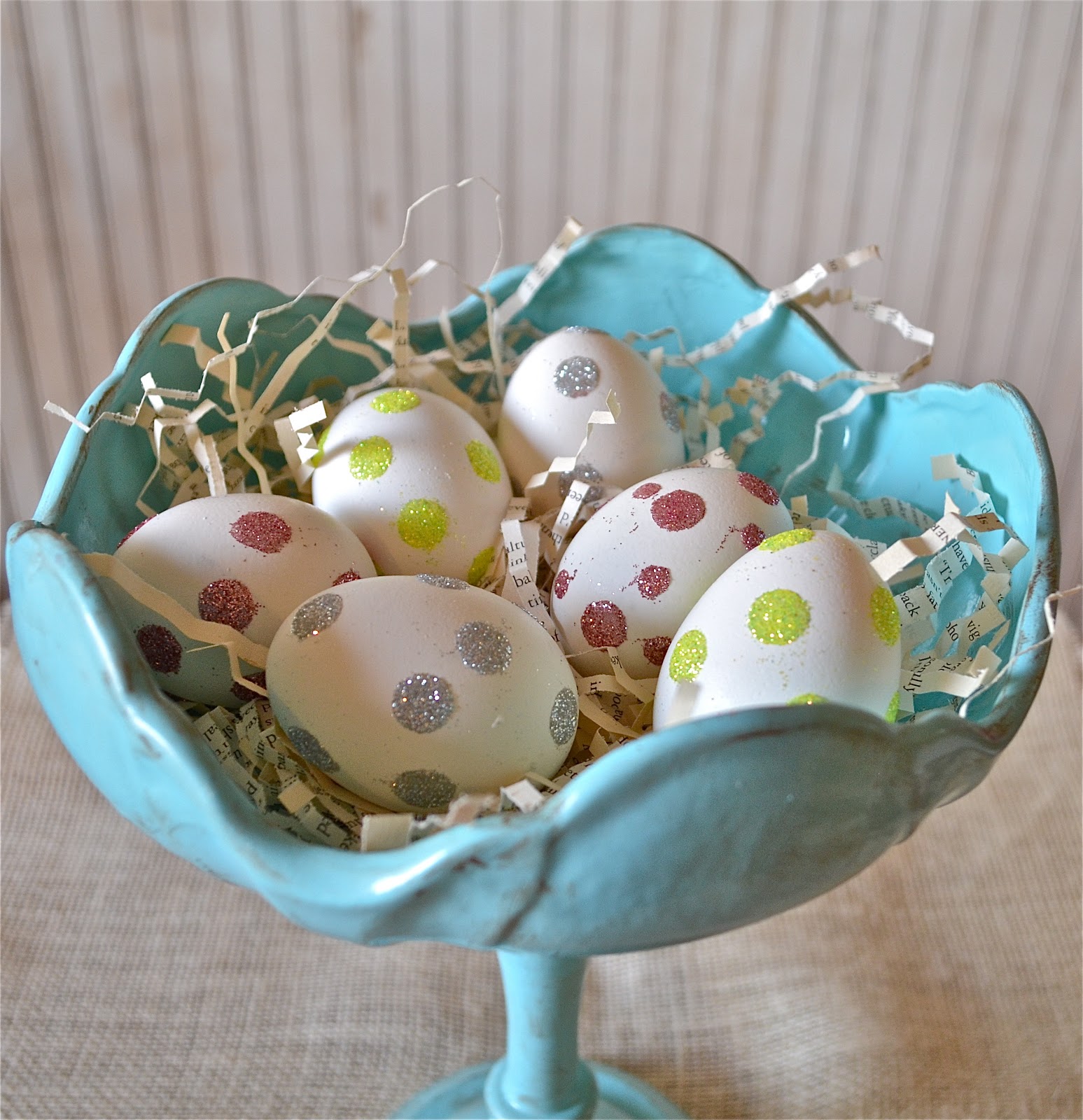 My Best Friend's Blog Glitter Eggs & Vintage Easter Grass