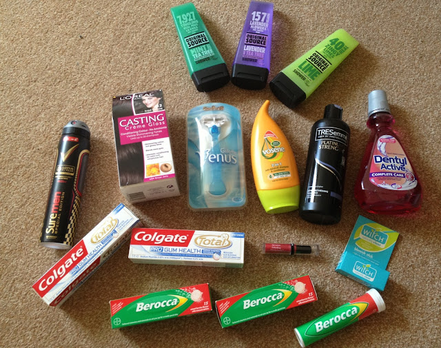 a haul i did from boots, with shampoo's, deodrants, berocca, mouthwash, toothpaste and more health stuff