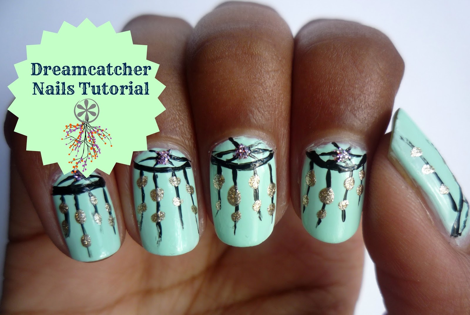 The Sequined Nail Dreamcatcher Nails Tutorial