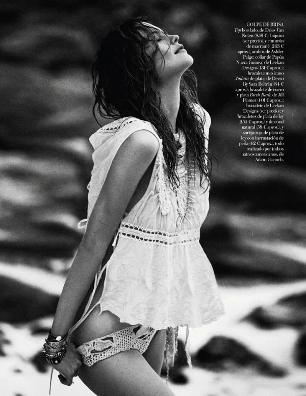 Behati Prinsloo heads to the beach for the Vogue Spain April 2014 Cover Story