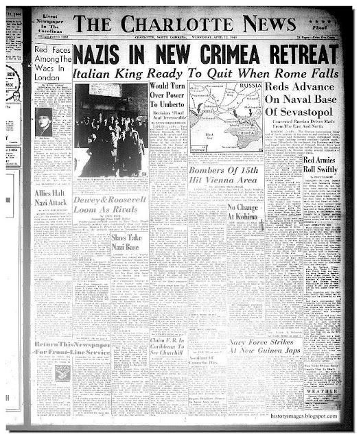 Newspaper heading Nazis Crimea Retreat 1944