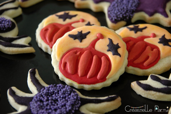 halloween sweet table - sablés décorés citrouille - pumpkin decorated cookies