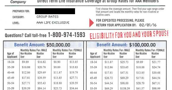 Aaa Life Insurance Quote Chart