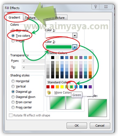 Memilih warna gradiasi background dokumen microsoft word 2010 Gambar: Memilih warna gradiasi background dokumen microsoft word 2010