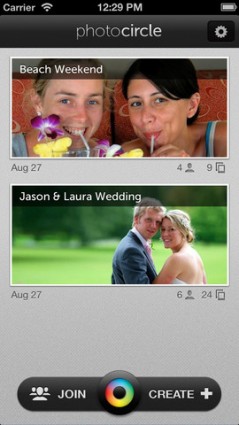PhotoCircle app for iPhone