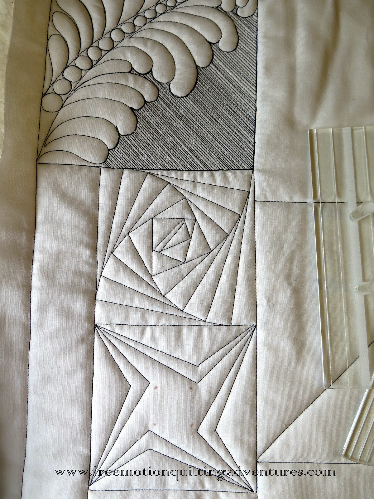 Amy's Free Motion Quilting Adventures Ruler Work on Domestic Sewing
