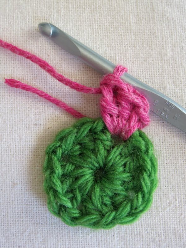In the next photo, Ive finished the round. My final double crochet is ...