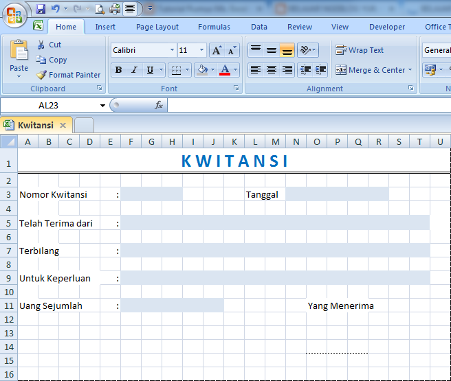 Cara Membuat Kwitansi Dengan Rumus Ms Excel