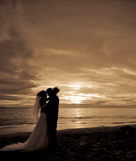 Beach wedding sunset