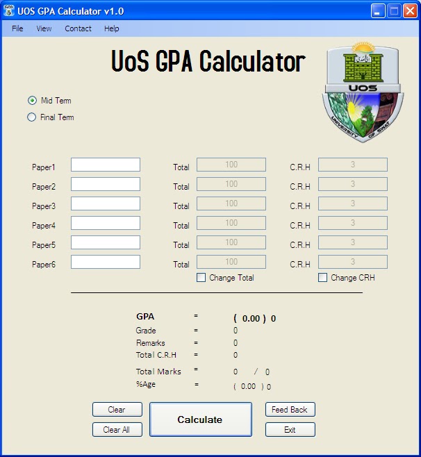 Swat University Students University Of Swat GPA Calculator v1.0