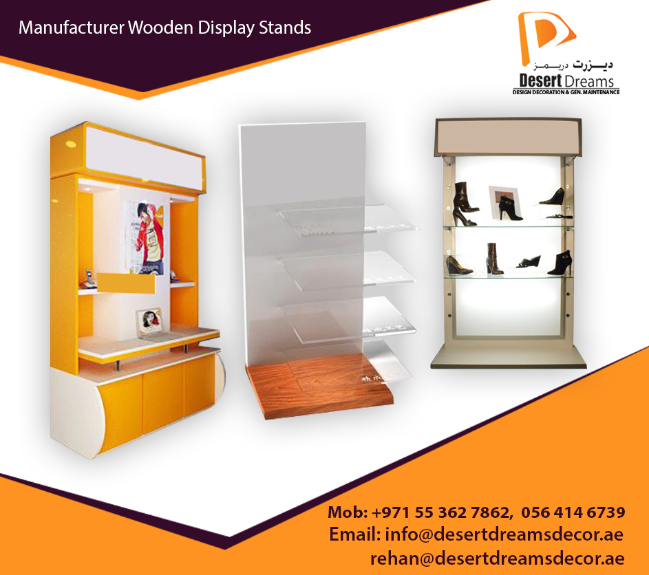 Design and Manufacturing Wooden Display Stands in UAE. Wooden Display