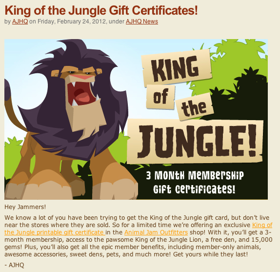 6 Month Animal Jam Membership 6 Month Animal Jam Membership
