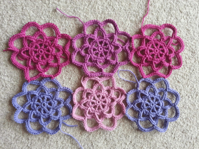 Crochet lace flower motifs