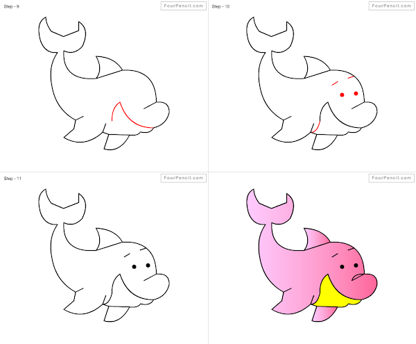 How to draw Dolphin easy steps - slide 4