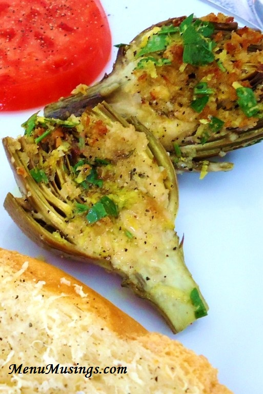 Menu Musings of a Modern American Mom Stuffed Baby Artichokes with