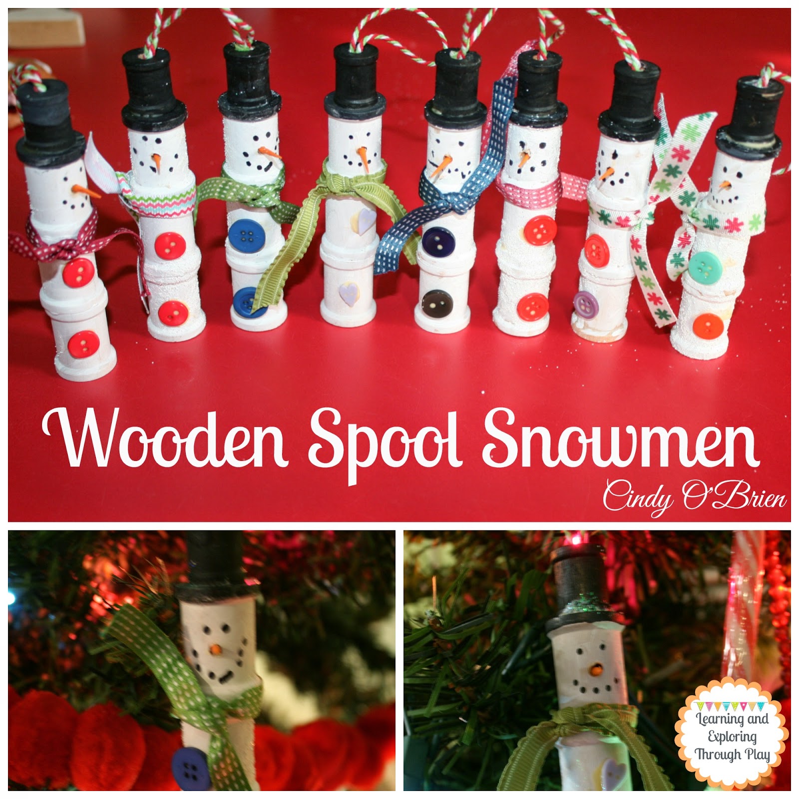 Learning and Exploring Through Play: Wooden Spool Snowmen