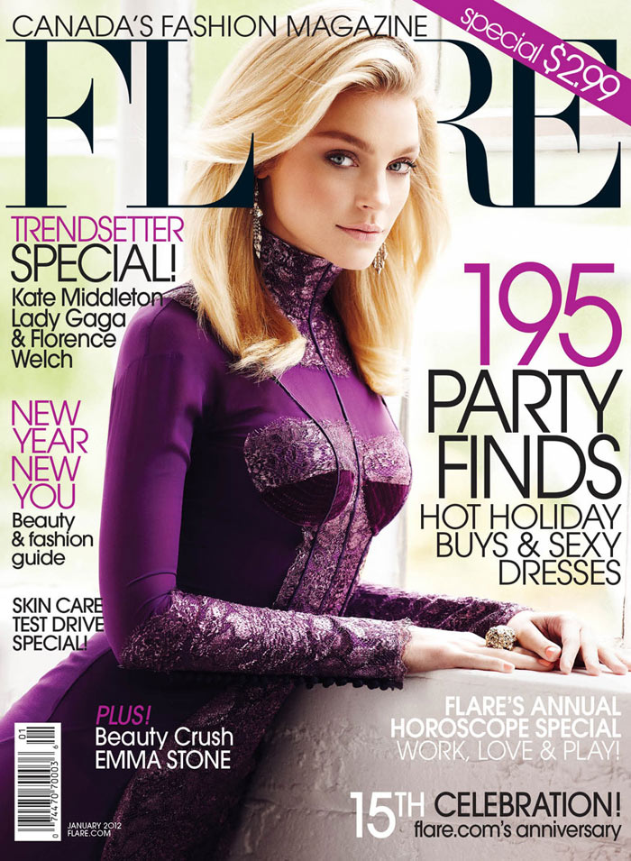 Flare's January 2012 issue sees model Jessica Stam present the Violet Flare's January 2012 issue sees model Jessica Stam present the Violet