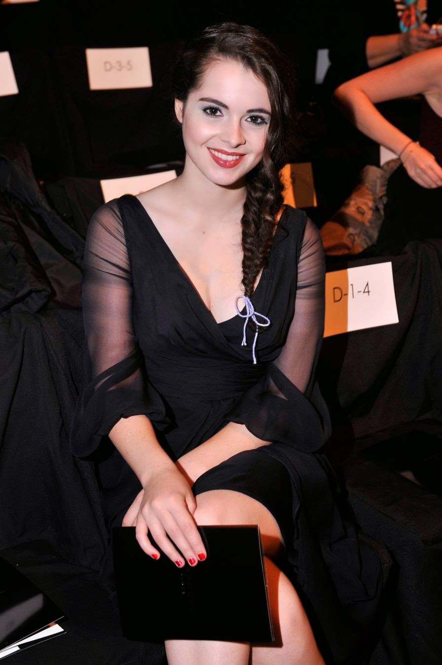 Vanessa Marano Looks Elegant in Black Dress at J.Mendel Fashion Show 