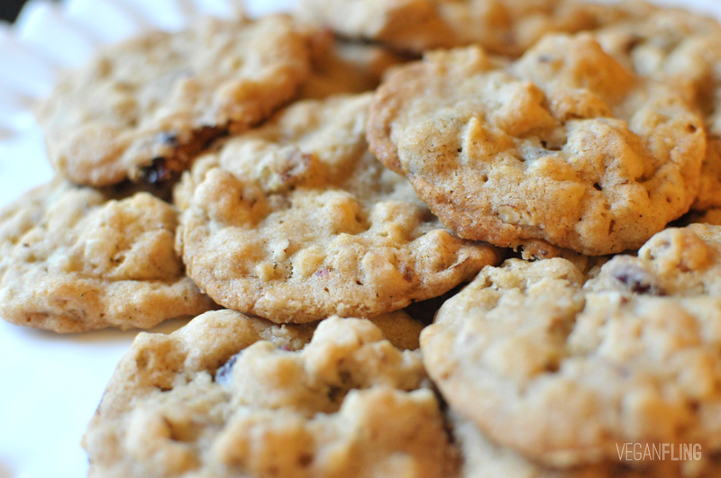 VeganFling Cranberry Almond Granola Cookies