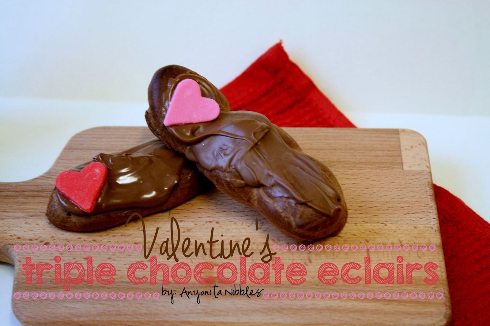 Valentine's Triple Chocolate Eclairs from Anyonita-nibbles.co.uk
