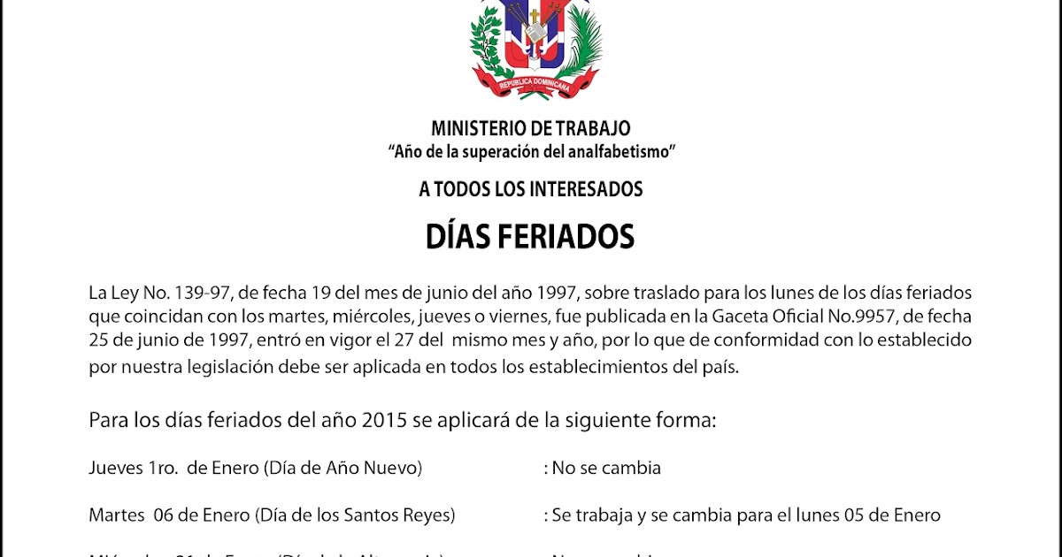 Hechos Historicos Republica Dominicana Días Festivos 2015