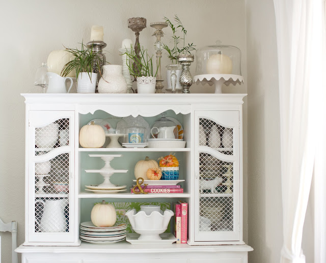 Simple and Lovely Fall Hutch Vignette