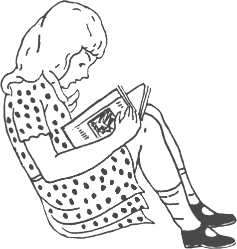 Linda niña leyendo un libro. Libro para colorear para niños Imagen Vector  de stock - Alamy