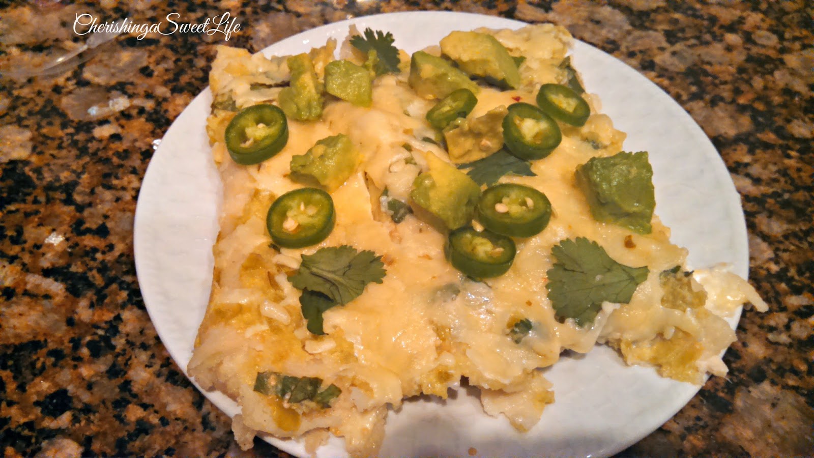 Cherishing A Sweet Life Salsa Verde Chicken, Pepper Jack cheese and